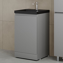 Style Line Мебель для ванной с кварцевой раковиной антрацит Батлер 50 серая Люкс антискрейтч Plus – фотография-6